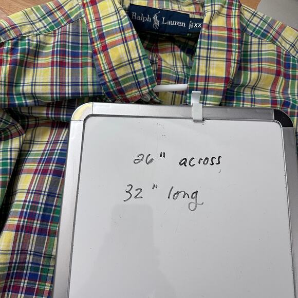 Ralph Lauren Classic Fit Mens Plaid Shirt XXL Short Sleeve Preppy Button Front - Picture 10 of 10